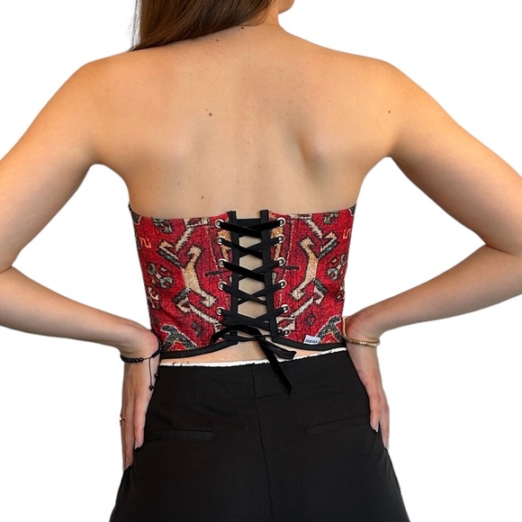 Bold Heritage Crop top - Corset Vintage Tapestry Handmade - Picture 3 of 3